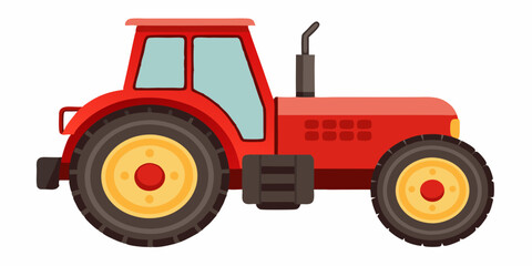 A Classic Red Farm Tractor with Large Wheels and Detailed Design