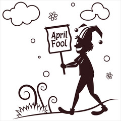 silhouette april fool day on white background