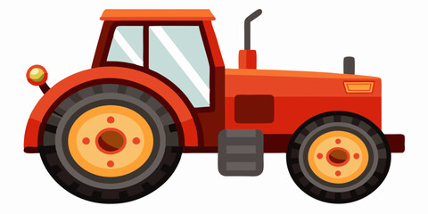 A vibrant red farm tractor with large wheels perfect for agricultural work