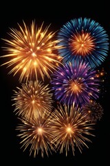 Fototapeta premium fireworks are lit up in the night sky with a black background