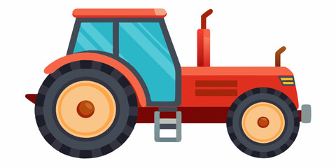 A vibrant red farm tractor with large wheels is shown in this illustration a perfect image for agriculture themes farming equipment and rural imagery
