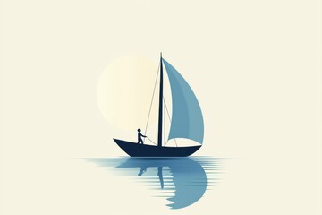 Fototapeta premium Young sailor learns to navigate the sea on a classic ship during bright daytime adventure