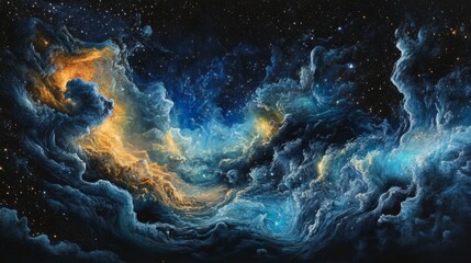 Celestial Canvas of Cosmic Clouds Drifting in the Ether