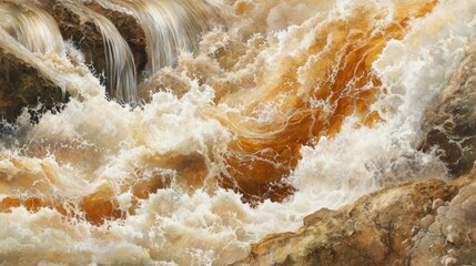 Obraz premium Dynamic River Scene Unfolds with Vibrant Flowing Waters and Rocks