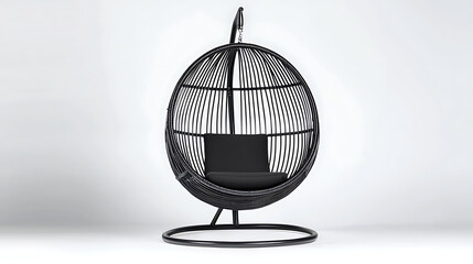 Fototapeta premium A black and white photo of a black and white chair with a black cushion