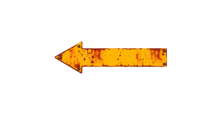 Photo of rusty yellow road sign arrow isolated on transparent background.png