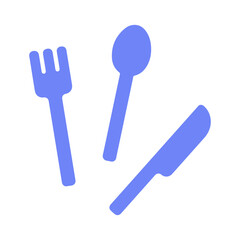 Disposable plastic cutlery icon set. Fork, spoon and knife. Isolated on white background. Ideal for picnic, party, fast food or restaurant concepts. Flat design style.