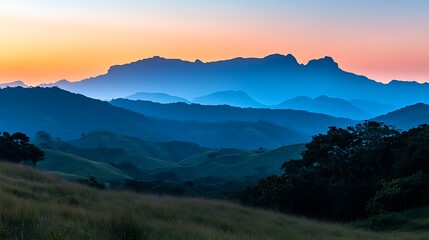 Obraz premium Mountain Range Sunrise Silhouette