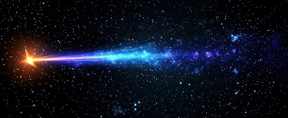 Obraz premium Comet streaks across cosmic space; starfield background; website banner