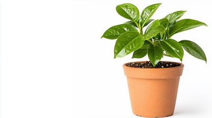 Obraz premium Green Plant in Terracotta Pot Against White Background