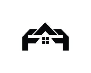 initial letter  F with simple shape house home roof logo design template