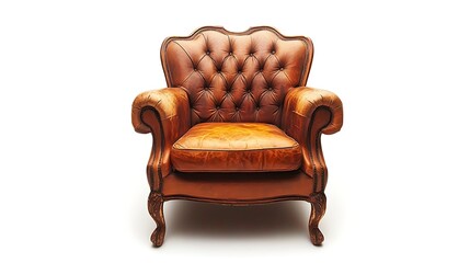 Ornate Leather Armchair Studio Shot