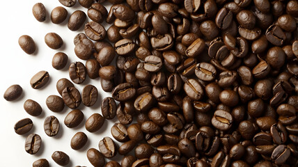 Obraz premium Aromatic Coffee Beans: A close-up shot showcasing the rich texture and inviting aroma of roasted coffee beans, ready to awaken the senses.