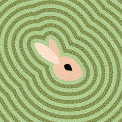 Vector illustration of an Easter bunny head with wavy green concentric patterns, creating a modern and festive abstract design.