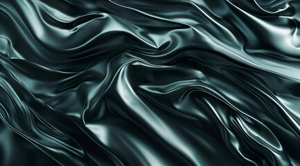 Obraz premium Abstract Black Satin Fabric with Smooth Rippling Texture