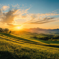 Fototapeta premium sunset over the field