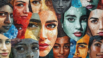 Diverse Faces of Humanity - A vibrant collage showcasing a multitude of faces, each unique and expressive, celebrating the beauty of human diversity
