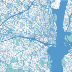 Map of Alexandria in Virginia in a professional blue style. Contains layered vector with roads water, parks, etc.