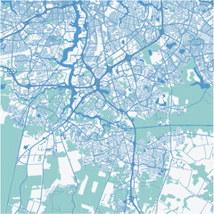 Map of Chesapeake in Virginia in a professional blue style. Contains layered vector with roads water, parks, etc.