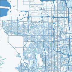 Map of West Valley City in Utah in a professional blue style. Contains layered vector with roads water, parks, etc.