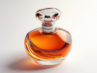 luxurious glass perfume bottle with elegant design and amber liquid