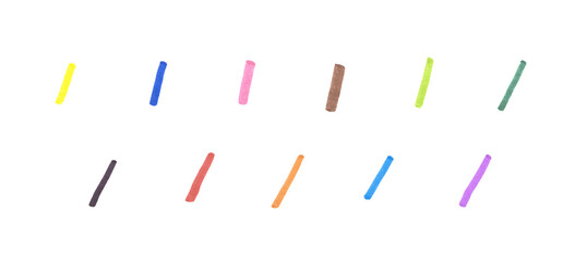 Slash Symbol Set, Hand-drawn Colorful Marker Glyphs on Transparent Background