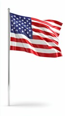 Obraz premium United States Flag Waving Proudly on a Shiny Metal Pole Symbolizing National Identity and Patriotism