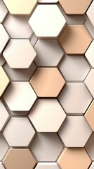 Hexagonal Tiles Beige Tones Geometric Modern Style Wall Covering Graphic Design Contemporary Art