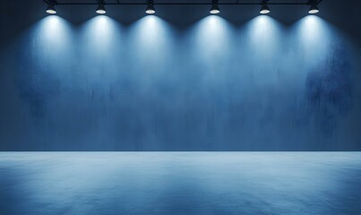 Blue Abstract Background with Spotlights for Studio or Gallery Use