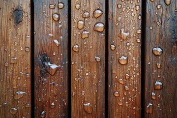 Obraz premium Close-up texture of natural cedar sauna wood with water condensation