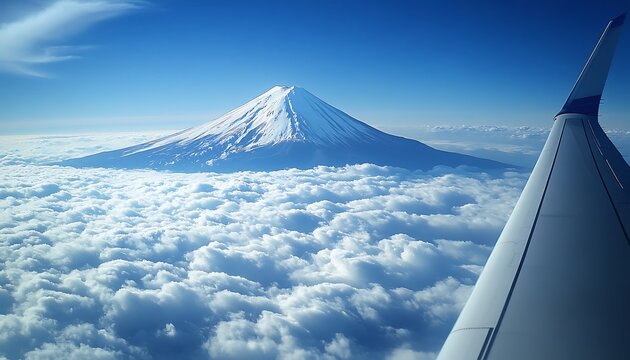 Mount Fuji from Airplane Window