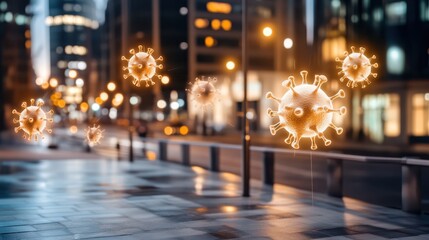 Urban sidewalk texture, a closeup view of scattered small white objects on concrete path
