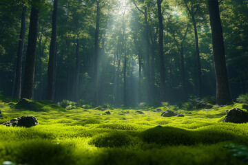 Fototapeta premium Beautifly forest landscape wallpaper background 
