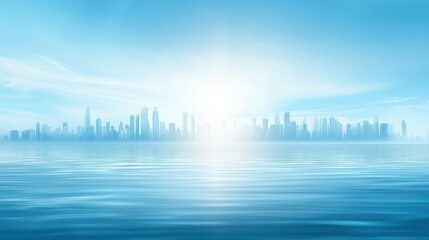 Fototapeta premium Striking city skyline, breathtaking view of modern architecture under vibrant blue sky