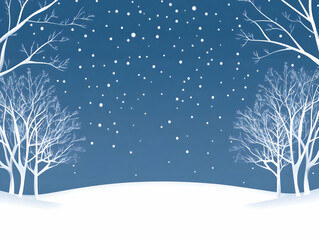 Winter Night Illustration Snowy Landscape