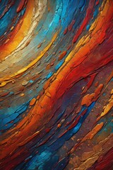 abstract painting of a colorful wave of paint on a canvas