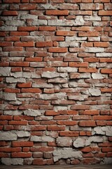 Fototapeta premium a close up of a brick wall with a wooden floor