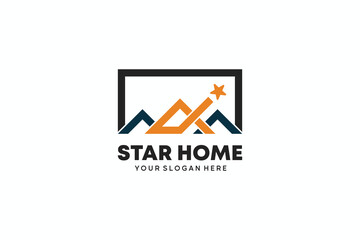 Star house logo design with house roof symbol icon reaching for stars