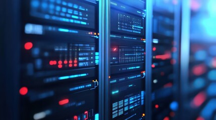 Inside the data center, rows of powerful servers driving the digital world and cloud computing revolution