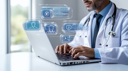 Doctor chats with patients online for effective telehealth communication