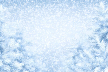 Obraz premium Winter Wonderland Snowy Branches Background Illustration