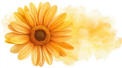 Fototapeta premium Bright yellow flower watercolor painting, burst of floral beauty vibrant