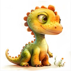 Fototapeta premium Cute Cartoon Dinosaur Character with Friendly Expression and Colors