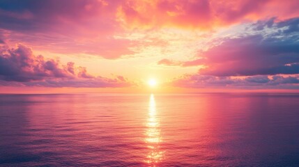 Fototapeta premium Dawn Light Kissed the Horizon with Vibrant Colors in the Sky