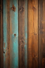 Fototapeta premium a close up of a wooden wall with a blue and brown paint