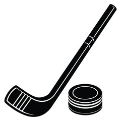 a hockey stick and puck icon vector