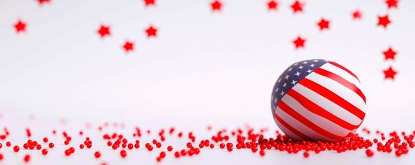 Fototapeta premium Patriotic Sphere with Red Star Confetti a Celebration of American Independence and National Pride