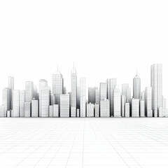 Naklejka premium Wireframe Cityscape 3D Illustration