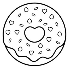 Love-Themed Donut Vector Line Art