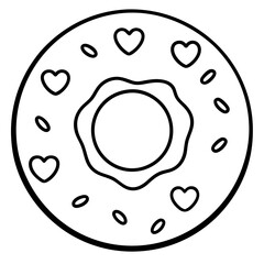 Love-Themed Donut Vector Line Art